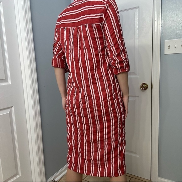 Zara Dress Midi Striped Red Beach Minimalist Casual Summer Size Extra Small - Picture 2 of 6